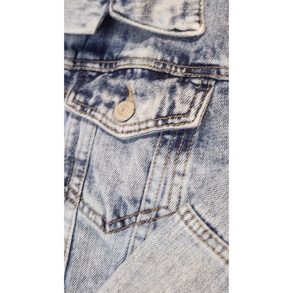 Free People Rumors Acid Washed Indigo Denim Jean Trucker Jacket Medium - Picture 5 of 15
